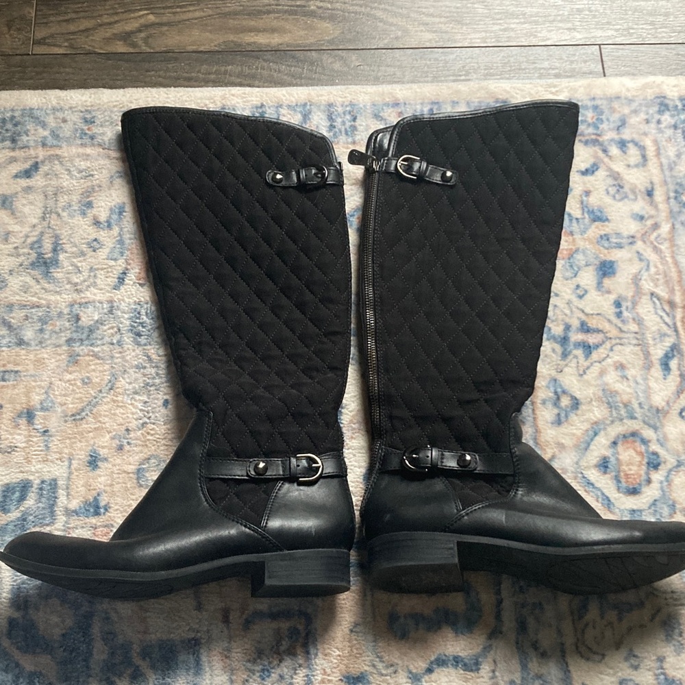 Anne Klein Quilted Black Knee-High 7M Boots